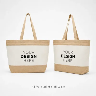 Cotton Shopper Bag with Jute Trim 350gsm