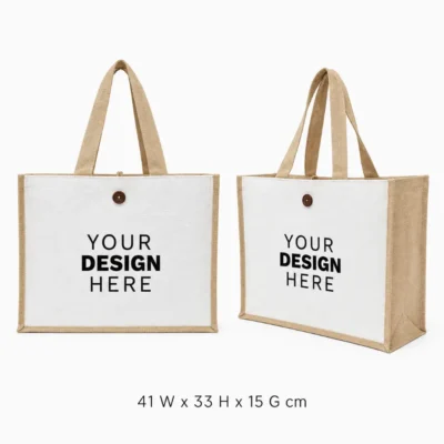 Jute-Canvas Bag laminated with button