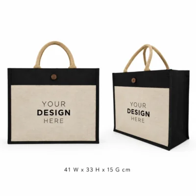 Jute-Canvas Bag with button