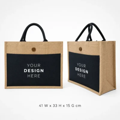 Jute-Canvas laminated bag with button