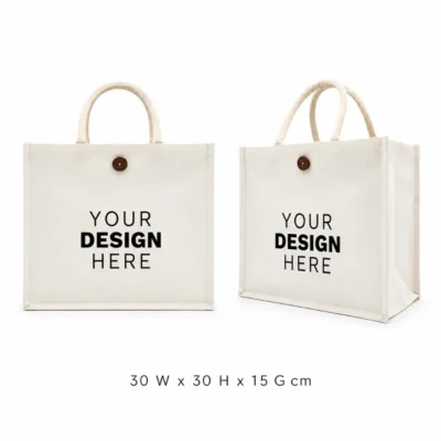 laminated Canvas Bag with button