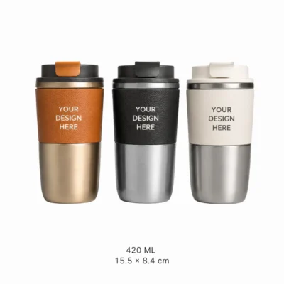 Leather Finish Insulated Coffee Tumbler