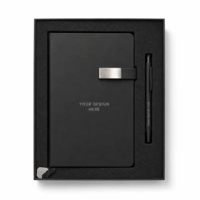 Premium PU Notebook & Metal Pen Gift Set with Magnetic Flap