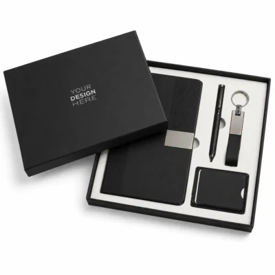 Premium Corporate Gift Set with Notebook, Pen, Keychain & MagSafe Card Holder
