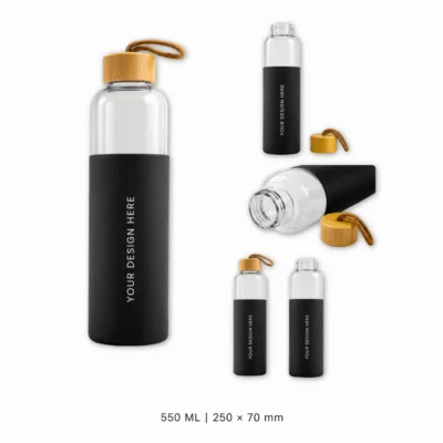 Borosilicate Glass Water Bottle with Bamboo Lid