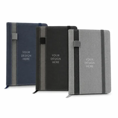 Fabric Business Notebook with Pen Holder