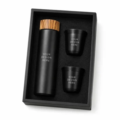 Premium Coffee Gift Set with 400ml Stainless Steel Bottle & 2 Coffee Cups