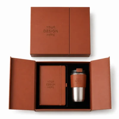 Premium Executive Gift Set with 420ml Stainless Steel Tumbler, PU Notebook & Metal Pen in Leather Box