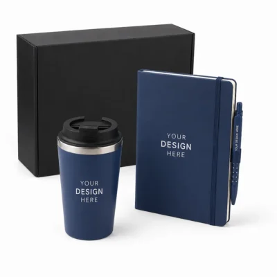 3-Piece Gift Set with 350ml Double-Wall Tumbler, A5 Soft-Touch Notebook & Pen