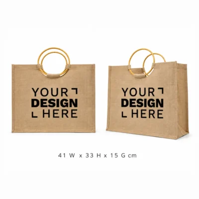 Jute Bag laminated with cane handle