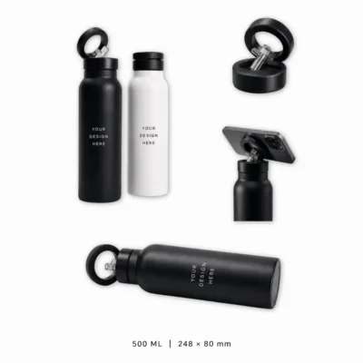 Magnetic Stainless Steel Water Bottle with Phone Holder