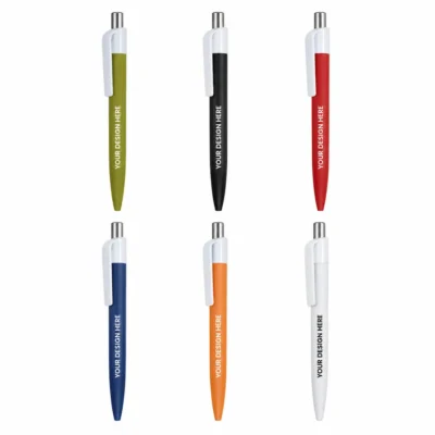 Matte Plastic Ballpoint Pen with White Clip