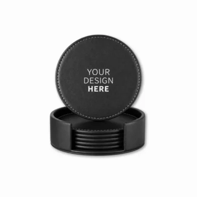 PU Leather Coaster Set with Holder