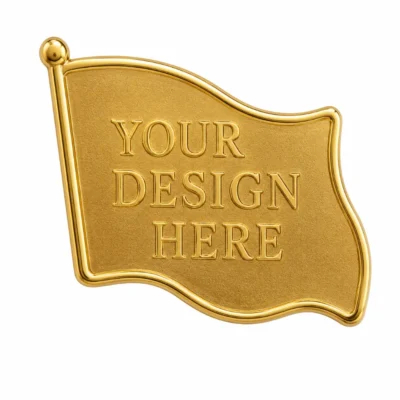 Plain Gold Flag-Shaped Badge