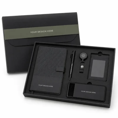 Premium Executive Office Gift Set with Power Bank, Notebook & ID Accessories