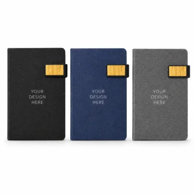 RPET Fabric Notebook with Bamboo Magnetic Closure