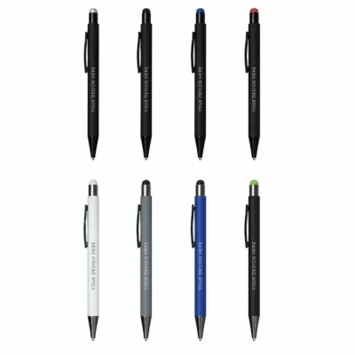 Rubberized Metal Ballpoint Pen with Stylus
