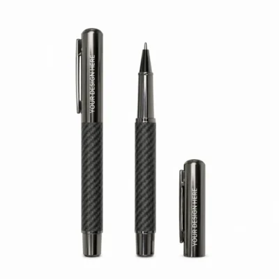 Textured Metal Rollerball Pen with Cap
