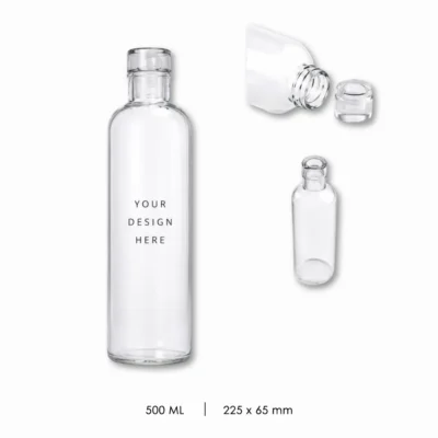 Transparent  Glass Water Bottle with Time Marker