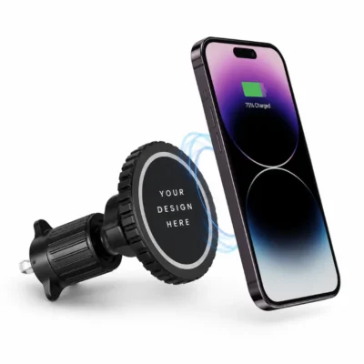 15W Magnetic Wireless Car Charger & Phone Holder with Light-Up Logo