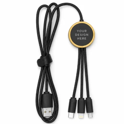 3-in-1 Bamboo Charging Cable with Light-Up Logo