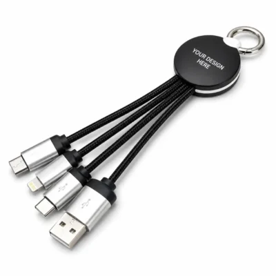 3-in-1 Light-Up Logo Charging Cable Keychain