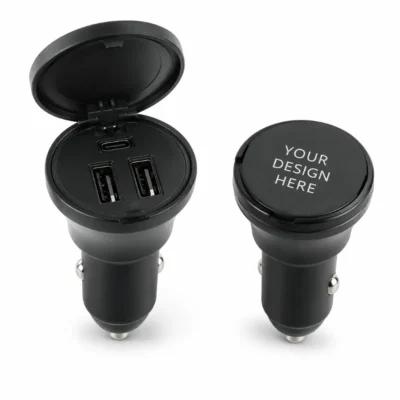 30W 3-Port Fast Car Charger with Dual USB & Type-C
