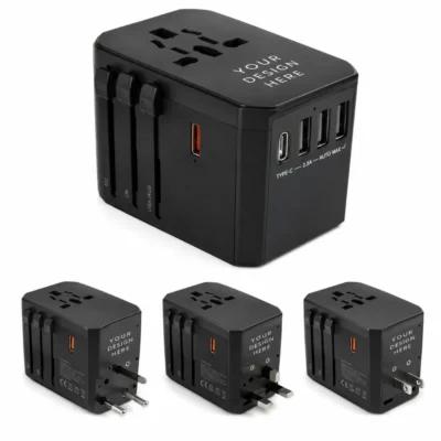 35W Universal Travel Adapter with 5-Port Fast Charging & Light-Up Logo