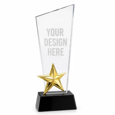 Angular Star Crystal Award with Black Base