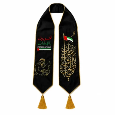 Proud of UAE Embroidered Scarf with Tassels
