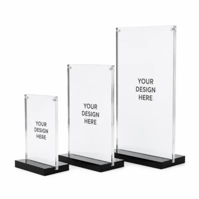 Clear Acrylic Sign Holder with Black Base