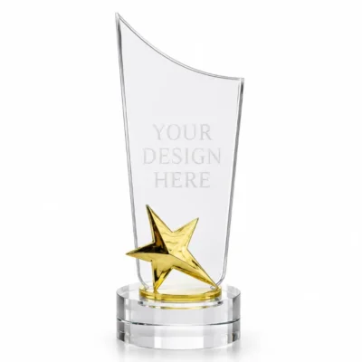 Gold Star Crystal Awards with Round Crystal Base