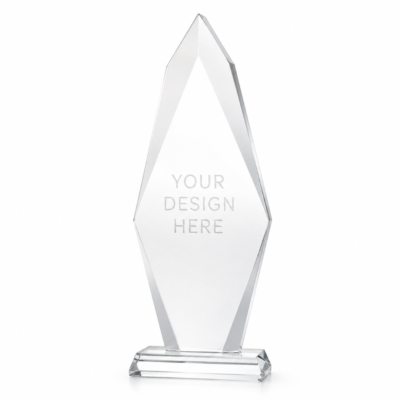 Flame-Shaped Premium Crystal Awards with Glass Base & Gift Box