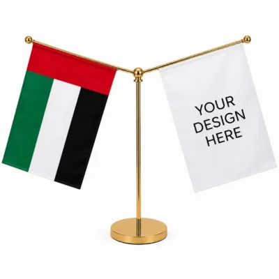 Double-Arm Metal Flag Display Stand