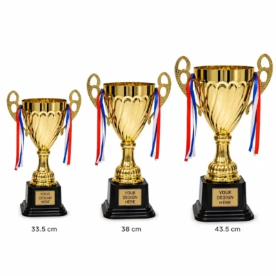 Gold fluted trophy with open oval handles