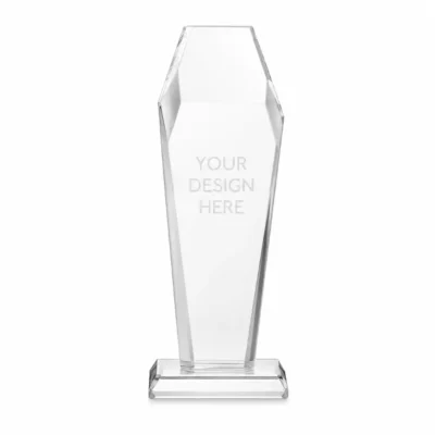 Hexagon-Shaped Premium Crystal Award with Glass Base & Gift Box