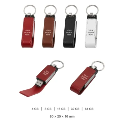 Leather Strap USB Flash Drive Keychain