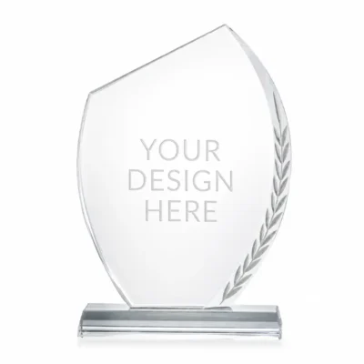 Premium Crystal Asymmetric Shield Award with Glass Base & Gift Box