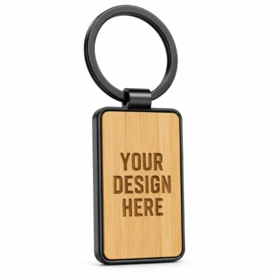 Rectangular Bamboo Keychain