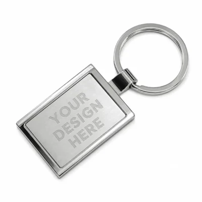 Rectangular Brushed Metal Keychain