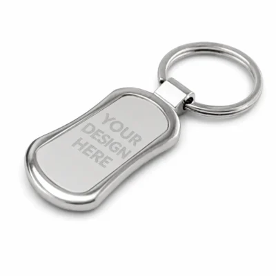 Rectangular Curved Metal Keychain