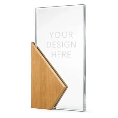 Rectangular Wood & Crystal Award in Premium Gold-Lock Hardboard Box
