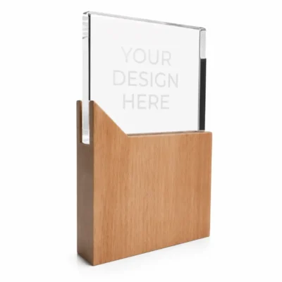 Rectangular Wood & Crystal Award in Red Presentation Box