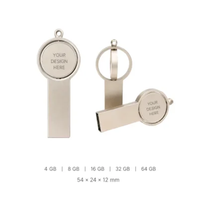 Rotating Metal USB Flash Drive with Logo Plate