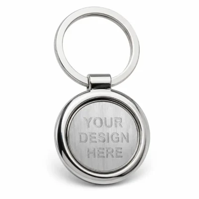Round Brushed Metal Keychain