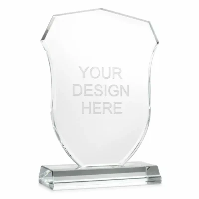 Premium Crystal Shield-Shaped Awards with Glass Base & Gift Box