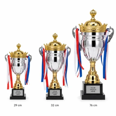 Silver body Trophy with gold crown lid