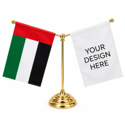 Small Gold Twin-Flag Display Stand
