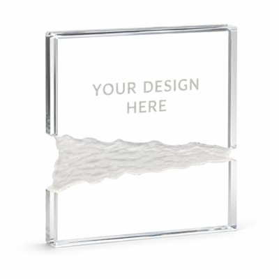 Square Crystal Award with Textured Centre & Fiber Hardboard Gift Box