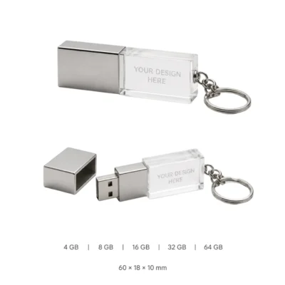 Square Crystal USB Flash Drive Keychain